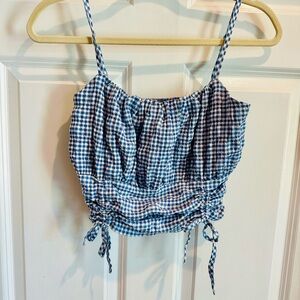 Stylish Blue Gingham Crop Top